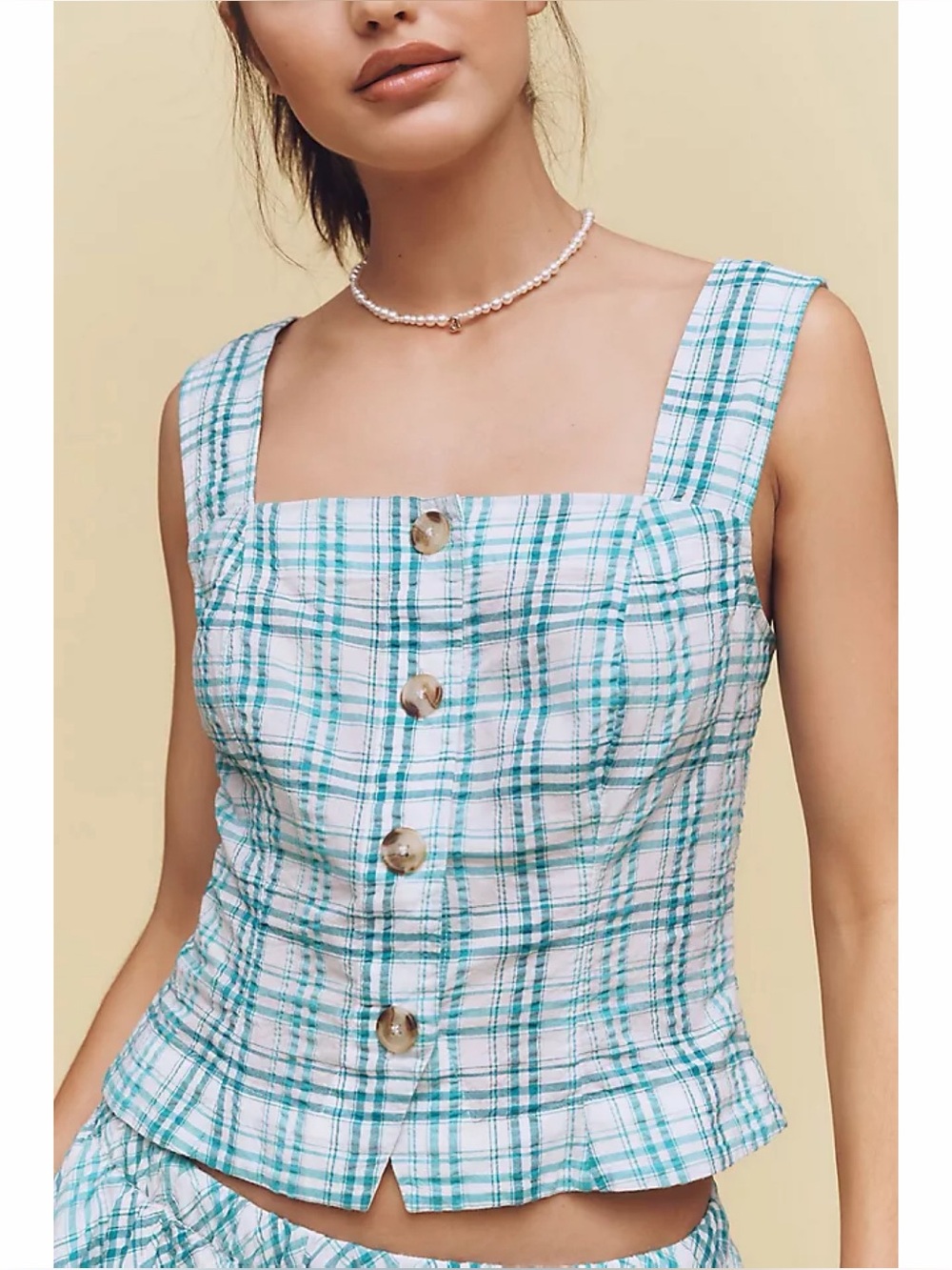 Anthropologie Maeve Square-Neck Button-Front Tank